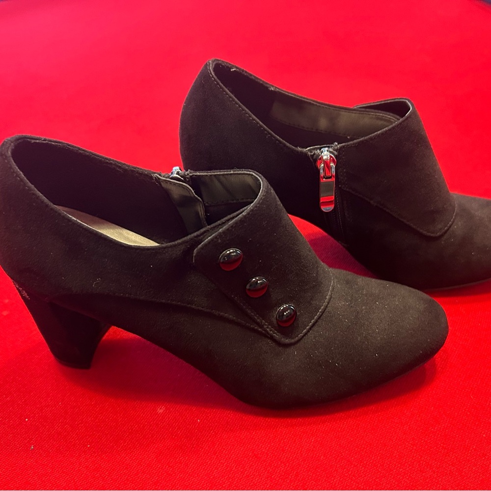 Xappeal Black Ankle Booties with Button Detail